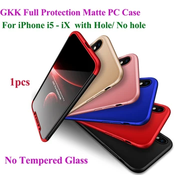 GKK Caz pentru iPhone X 5 5s 6 6s 7 8 Plus 360 Protecție Completă Anti-knock 3 in 1 PC Greu Mat Pentru iPhone 7 8 6s 6 Capac