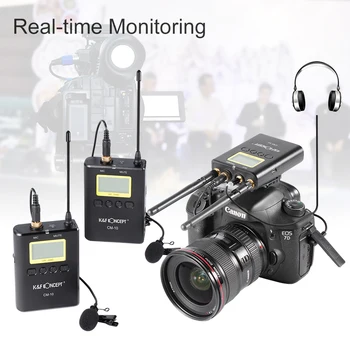 K&F Concept UHF 100M Wireless Lavaliera Microfon 2 Emițătoare+1 Dual receptor pentru Canon Nikon DSLR Camere Video Camera Video