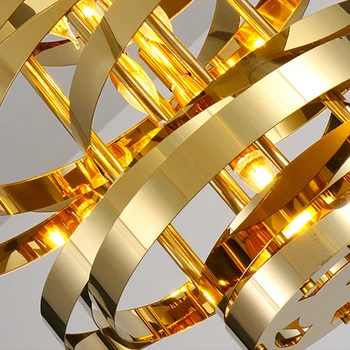 FKL Moderne Candelabru de Aur din Oțel Inoxidabil, Galvanizare Rundă de Tăiere Combinație de Artă în Stil Dormitor Sufragerie Living Lampa