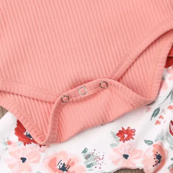 Pudcoco NE-Stoc de Haine de Toamna 0-18M Copilul Nou-născut Fete Floral Romper Maneca Lunga Solid Tricotat Bluze Florale Pantaloni Set