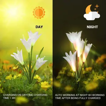 3Pack Solare LED Floare de Crin Lumini Flori Artificiale Decorative de Lumină Lampă de Grădină Crăciun Terasă Curte Cale de Iluminat Exterior
