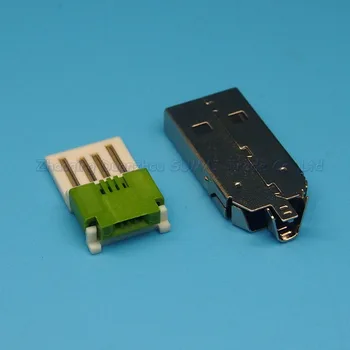 25set 2 in 1 USB-UN mascul plug usb 2.0 conector Perforat Scurt corpul carcasa de Metal Apăsați pe tip de Sudură a datelor gratuit plug