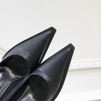 2020 NOU Pantofi pentru Femei din PIELE de Femeie Tocuri Ascuțite toe Femei Pompe pentru Moda Doamnă Birou Aluneca pe Ciorap Gratuit Alb Negru