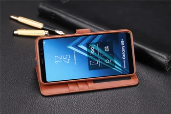 De lux Stand din Piele de Caz Pentru Samsung Galaxy A8 Plus 2018 A730F A8 2018 A530F acoperi coque capa Portofel Caz de Telefon Capacul din Spate Caz
