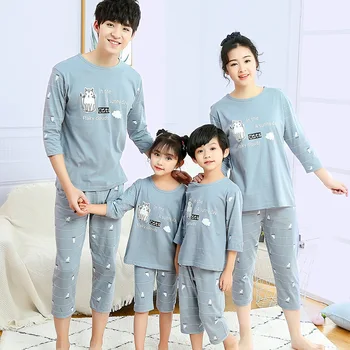 Mama și Fiica, Fiul de Familie de Potrivire Haine Set de Pijamale Fete pentru Copii Haine de Vară Homewear Familia Pijamale Desene animate Costum