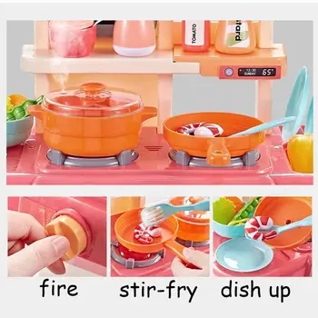 Gătit Copil Bucătărie De Jucărie Simulare In Miniatura Bucătărie Jet De Apă Pretinde Joc Masa De Bucatarie Tigai Alimente Vase Ustensile De Bucătărie Dinnerwar