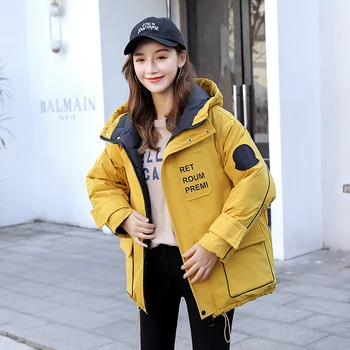 Plus Dimensiune Femei Sacou Gros 2020 Moda De Iarna Hanorac Stil Coreean Liber Cu Gluga Scrisoare De Imprimare Haina Casual Femme Chaqueta Mujer
