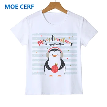 Crăciun fericit Copil Amuzant Pinguini tricou Baiat Fata Chilldren Cadou Stripe Design de Top Tee Tricou Adolescent de Înaltă Calitate, Teuri Y14-99