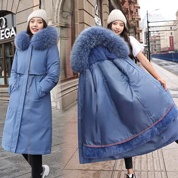 Femei Jachete de iarnă, de Minus 30 de grade Celsius haina Lunga Detasabila Miel Iarna Cald gros cu Glugă Mare de Blană Haina Plus Dimensiune 4XL