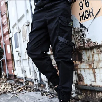 Noul Negru Pantaloni Hip-Hop Baieti Multi-buzunar Elastic Talie Harem Pant Barbati Streetwear Punk Pantaloni Jogger Bărbați Tactice Pantaloni