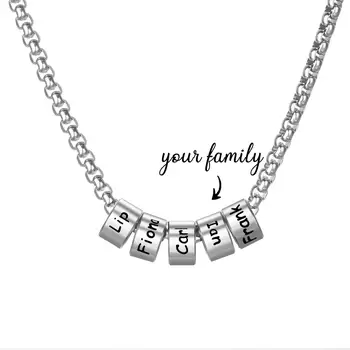 Personalizate Personalizate Nume de Familie din Oțel Inoxidabil Farmecul Margele Pandantiv Coliere Barbati&Femei, Cadouri Aniversare Jeweley SL-167