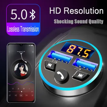 Leeher Transmițător FM Încărcător de Mașină Bluetooth Car MP3 Player 5.0 Radio Wireless Adaptor USB Încărcător Rapid 2 Port USB Music Player