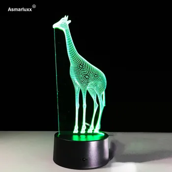 3D Girafa Lampa de Birou desen Animat Animale Iluzia de Lumină LED-uri Uimitoare, Copilul Lampa cu USB Putere Lampa pentru Camera pentru Copii Decor Iluminat