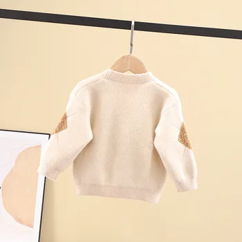 Moale, Confortabil copilul pulover în formă de diamant de pluș pentru copii tricotate cardigan single-breasted fată băiat pulovere haine pentru sugari