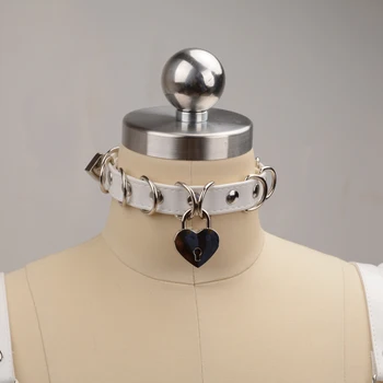 Artizanale de Metale Grele Lacăt-Cheie Cravată pentru Femei Fata cu Inima de Blocare Lolita Moda Guler Drăguț Sclav Colier Guler