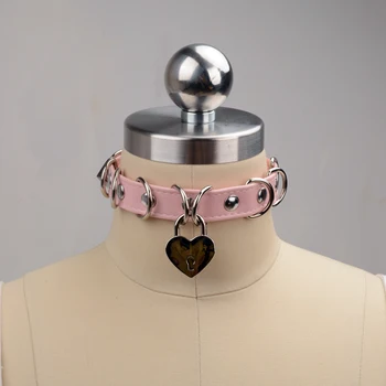 Artizanale de Metale Grele Lacăt-Cheie Cravată pentru Femei Fata cu Inima de Blocare Lolita Moda Guler Drăguț Sclav Colier Guler