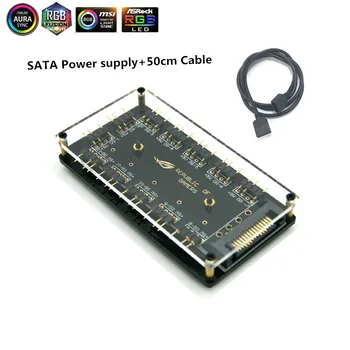 AURA 5V 3 pin(D)RGB Cablu Splitter Hub Caz,Extensie Cablu Adaptor Pentru PC Ventilatorului de Răcire a Răcitorului de