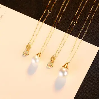 CZCITY Pur Aur de 18K Lanț Japonez Akoya Sea Pearl de apă Dulce Pearl Colier Pandantiv pentru Femei, Mireasa, Nunti, Bijuterii Fine
