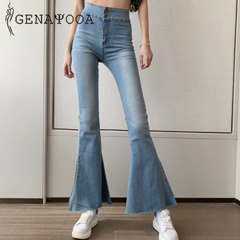 Genayooa Blugi Skinny Femeie Împinge Până În 2019 Albastru Blugi Femei de Înaltă Talie Pantaloni Sexy Streetwear Pantaloni Flare-coreean Toamna Iarna