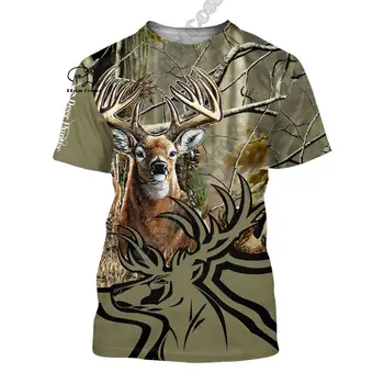PLstar Cosmos Camo Arc de Vânătoare Deer Hunter Tatuaj 3D Imprimate femei pentru barbati Casual de Vara Tricouri cu Maneci Scurte T-shirt stil-1