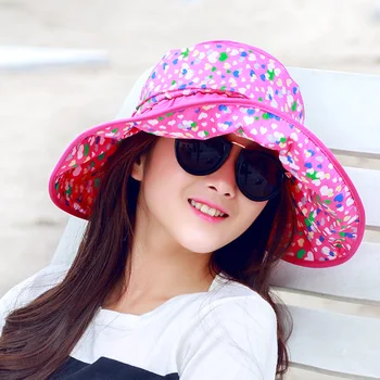 2020 Nou Parasolar Pliabil Protectie UV Margine Largă Pălărie de Soare Pentru Femei de Vara Cozoroc Pălărie de Plajă Capac Panama Chapeau Femme Gorra Mujer
