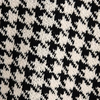 Femei Toamna Houndstooth Carouri Tricotate Vesta Fără Mâneci V-Neck Vintage Pulover Supradimensionat Pulover Vrac Jumper Topuri Rezervor