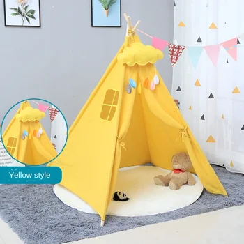 Tipi cort de Joaca pentru copii-Cort Cort Casa Wigwam Cameră Cort pentru Copii Joc-Casa Triunghi de Panza de Cort de Dormit Dom 135cm