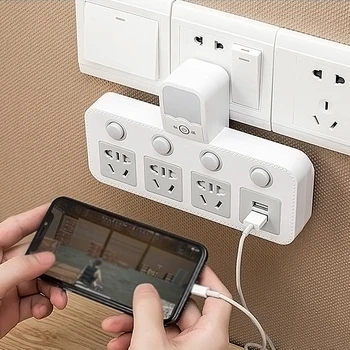 Incarcare USB-Priza prelungitor cu Touch Comuta Lumina de Noapte Noptiera Dormitor Acasă Electrial Socket Priză de Perete Adaptor de Încărcare