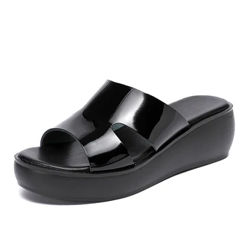 GKTINOO 2020 Moda cu Toc Papuci de Femei Pantofi de Vara din Piele Sandale Platforma Doamnelor Pene Sandale Flip Flops
