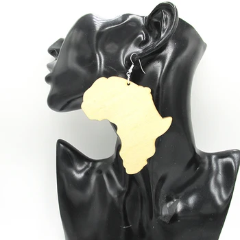 6pairs/lot 8.5*5.8 cm Dimensiuni Mari Neterminate Africane Hartă Lemn Cercei Pentru Femei