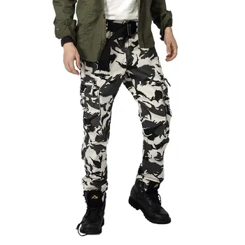 Alb De Camuflaj, Pantaloni De Marfă Om Liber Casual Pantaloni Largi Militar Armata Stil De Pantaloni De Bumbac Multe Buzunare Joggeri Bărbați Îmbrăcăminte