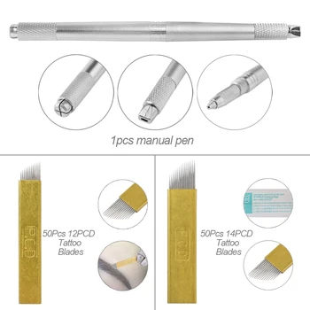 Tatuaj Kit Manual Pen Mașină cu PCD Ace Microblading Semi Spranceana Machiaj Permanent Buze Machiaj Incepator Practica Set