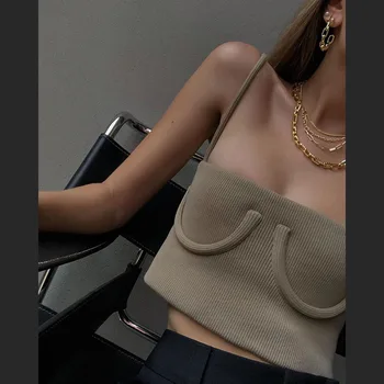 De vară 2020 noua moda femei trend cu nervuri suspensor sexy top vesta K617