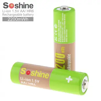 2 buc Soshine 2200mAh HR6 Li-ion de 1.5 V baterie Reîncărcabilă Baterie AA cu Acumulator Portabil Cutie pentru Jocul Mâner / Alarma / Ceas / Jucărie