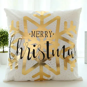 Crăciun fericit Pernele de Acoperire de Aur Lenjerie de pat din Bumbac Moale Drăguț Acoperă Pernă Santa Xmas Party DIY Decorative de Pernă față de Pernă
