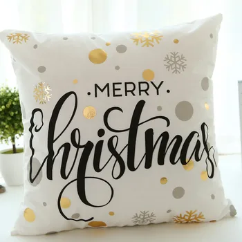 Crăciun fericit Pernele de Acoperire de Aur Lenjerie de pat din Bumbac Moale Drăguț Acoperă Pernă Santa Xmas Party DIY Decorative de Pernă față de Pernă