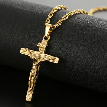 INRI Isus Colier Pandantiv din Oțel Inoxidabil pentru Barbati Crucifix Isus Piese Vintage Colier Cruce Creștină Cadouri Bijuterii