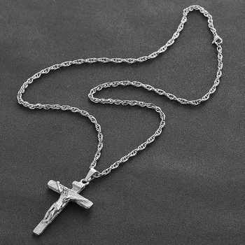 INRI Isus Colier Pandantiv din Oțel Inoxidabil pentru Barbati Crucifix Isus Piese Vintage Colier Cruce Creștină Cadouri Bijuterii