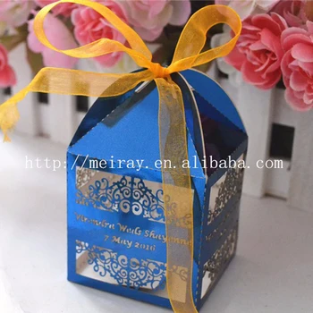 De lux arabă flori în formă personalizate auriu metalic cu laser tăiat con cutii de favoarea nunta