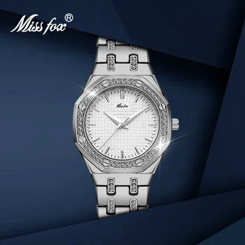 MISSFOX Femei Ceasuri de Argint de Vânzare de Top de Brand de Lux de Aur de Moda pentru Femei Ceasuri de Diamant de la Geneva Watchproof Ceas de mână