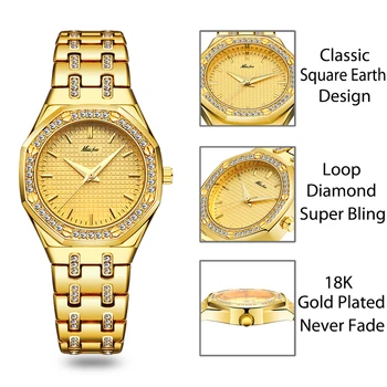 MISSFOX Femei Ceasuri de Argint de Vânzare de Top de Brand de Lux de Aur de Moda pentru Femei Ceasuri de Diamant de la Geneva Watchproof Ceas de mână