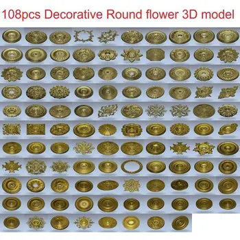 108pcs/set Decorativ Rotund de flori 3d modelul STL relief pentru cnc format STL model 3d pentru cnc stl relief artcam vectric aspire