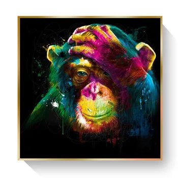 Pop Art Panza Picturi Graffiti Gândire Maimuță, Urs de Perete de Arta Canvas Animale Decor de Perete Imaginile pentru Camera de zi