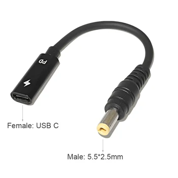 C USB Conector Încărcător pentru a 5.5*2.5 mm tata-Jack Laptop Cablu Adaptor Cablu pentru Asus Notebook Lenovo Alimentare Convertor