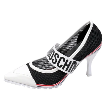 Bomboane colorate Pompe de Femei Pantofi Casual Respirabil Vara cu Toc 7CM Adidași de Moda Plasă de Subliniat Toe Slip-On Pantofi Doamnelor