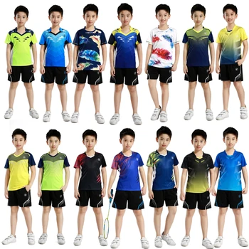 NWT Copii Badminton Băieți Costum cu maneci scurte Tenis tricou Fete Scurte de Ping-Pong Haine Copii care Rulează în Sala de Sport Kit de Îmbrăcăminte