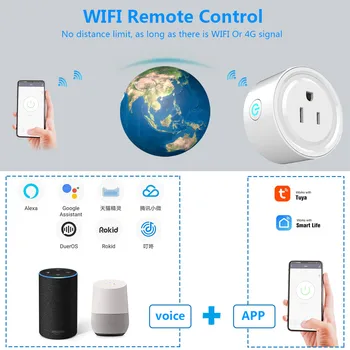 SMATRUL Tuya WiFi Smart Plug-NE Adaptor Wireless Remote Control Vocal Monitor de Putere Priza cu Temporizator Soclu pentru Alexa de Start Google