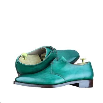 SIPRIKS Barbati din Piele Verde Rochie Pantofi Italian Personalizat Piele Bovina Outsoled Square Toe Derby Cizme Domnilor Costume Masculine Formale Apartamente 44