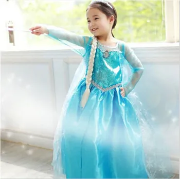 Nou Albastru pentru Copii Fete Copii Congelate Rochie Costum Printesa Zăpadă Regina Dress Up pentru Copii Petrecere Rochie de Cosplay Tul Rochie de 3-8 Ani