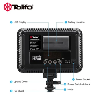 Tolifo PT-F300B LED Camera Video Camera Video Panou de Lumină pentru Iluminare în Studio sau în aer Liber 3200K la 5600K Bi-Temperatura de Culoare